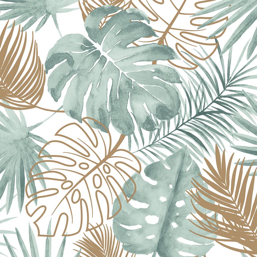 A seamless pattern of tropical leaves and palms - Monstera, leaves
