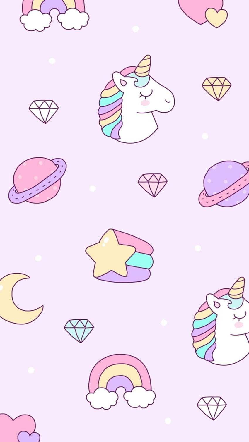 A pattern of unicorns and other cute things - Unicorn, kawaii