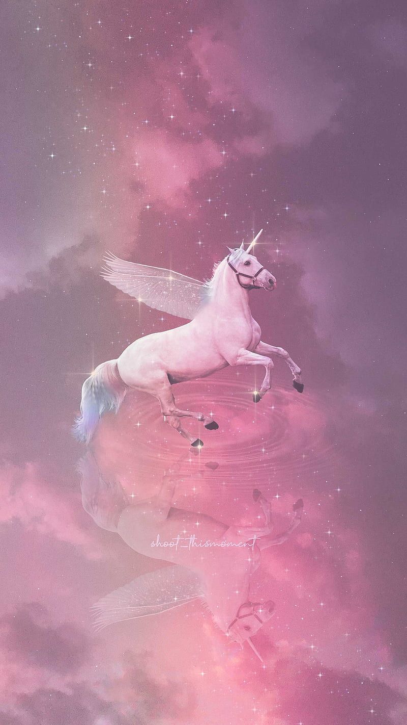 A unicorn flying through the sky with stars - Unicorn, magic