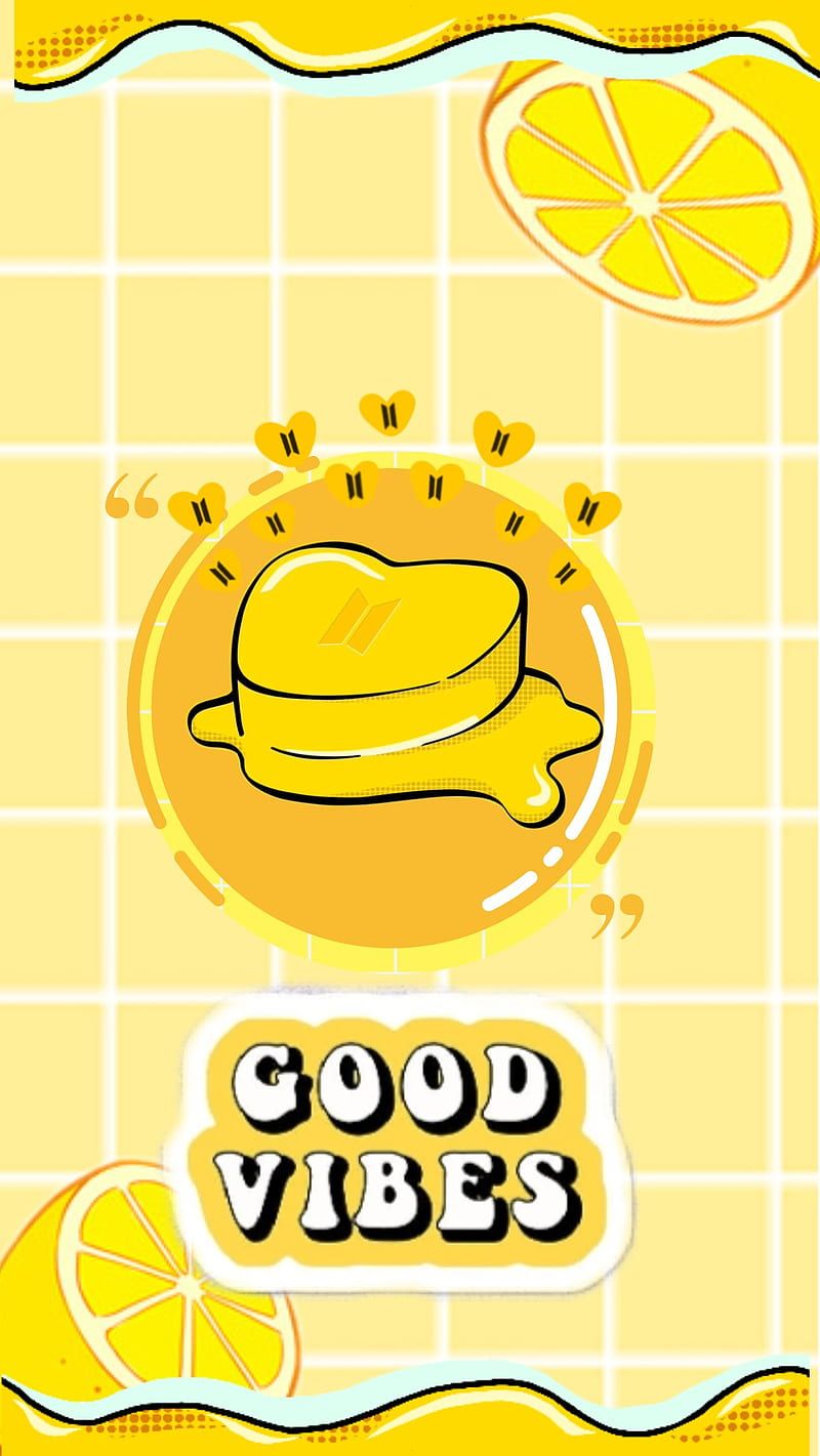 A poster with the words good vibes and lemons - Light yellow