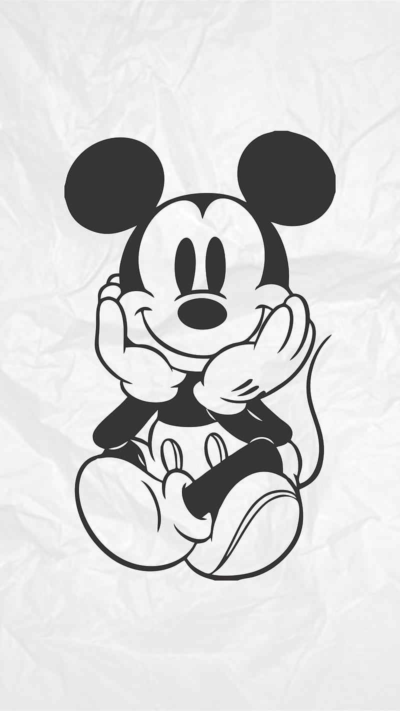 Mickey Mouse, black and white, cute mouse, light, mouse, HD phone wallpaper