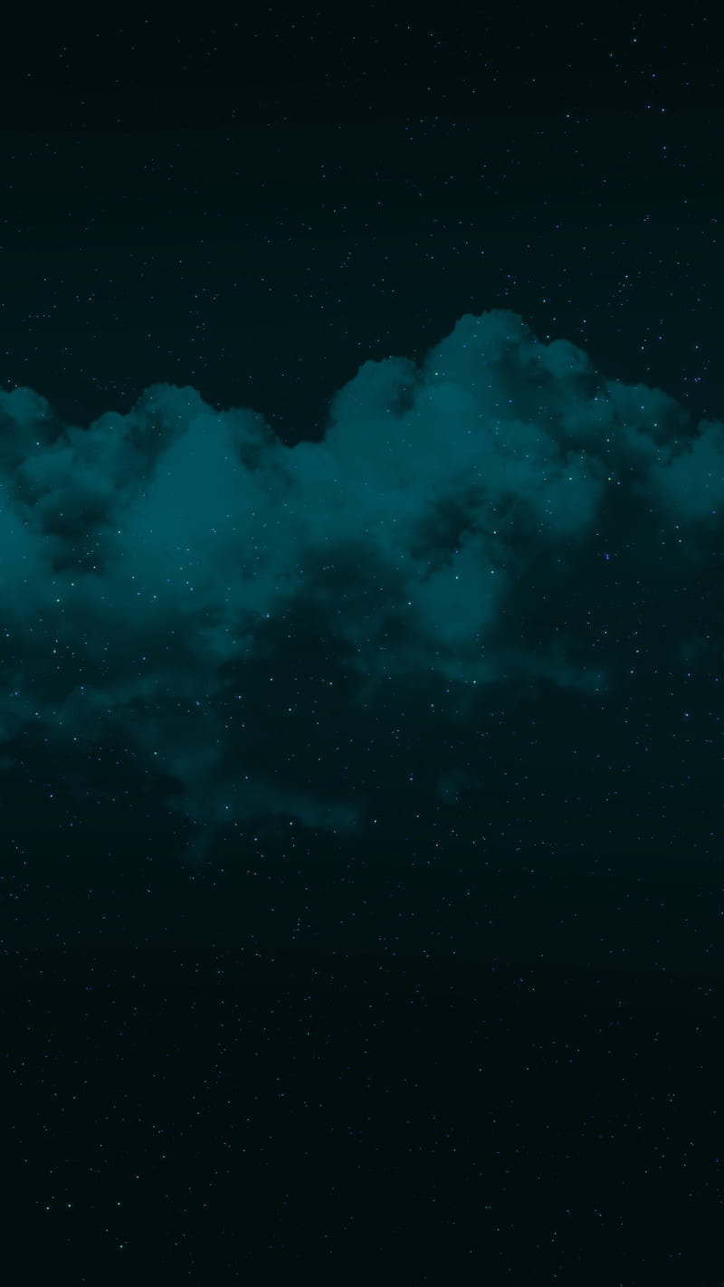 IPhone wallpaper of a starry night sky with a green cloud - Indigo