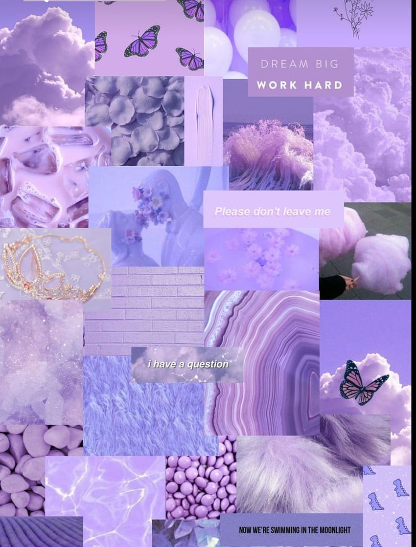 Aesthetic purple collage background with quotes - Magenta