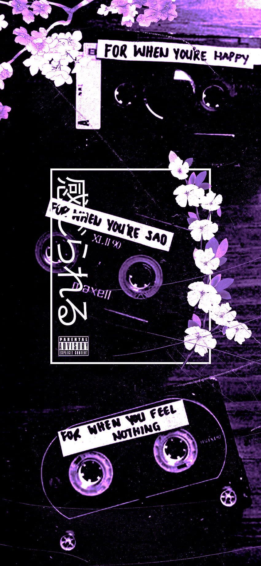 A cassette tape with purple flowers on it - Magenta