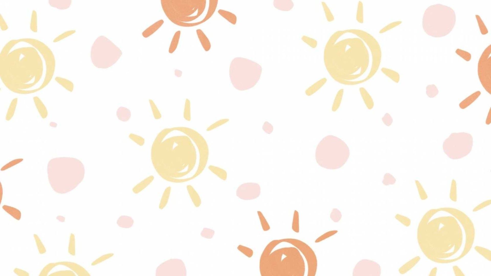A pattern of pastel suns on a white background - Boho