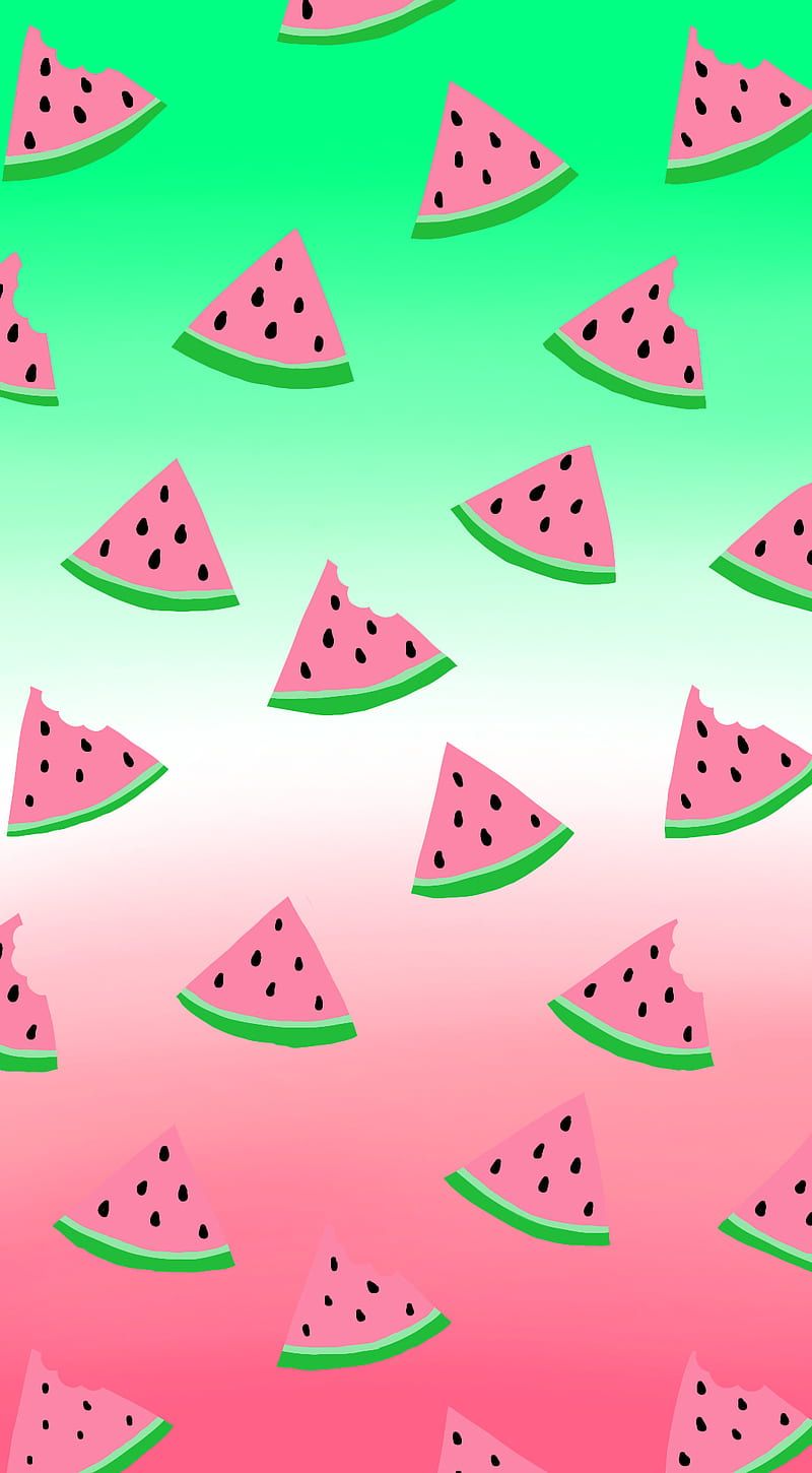 Pastel Watermelon, cute, fruit, green, melon, pastel fruit, pink, white, HD phone wallpaper