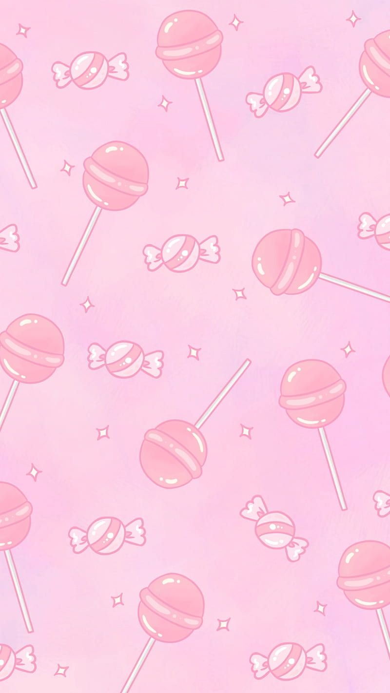 Pink lollipops wallpaper background phone aesthetic - Candy