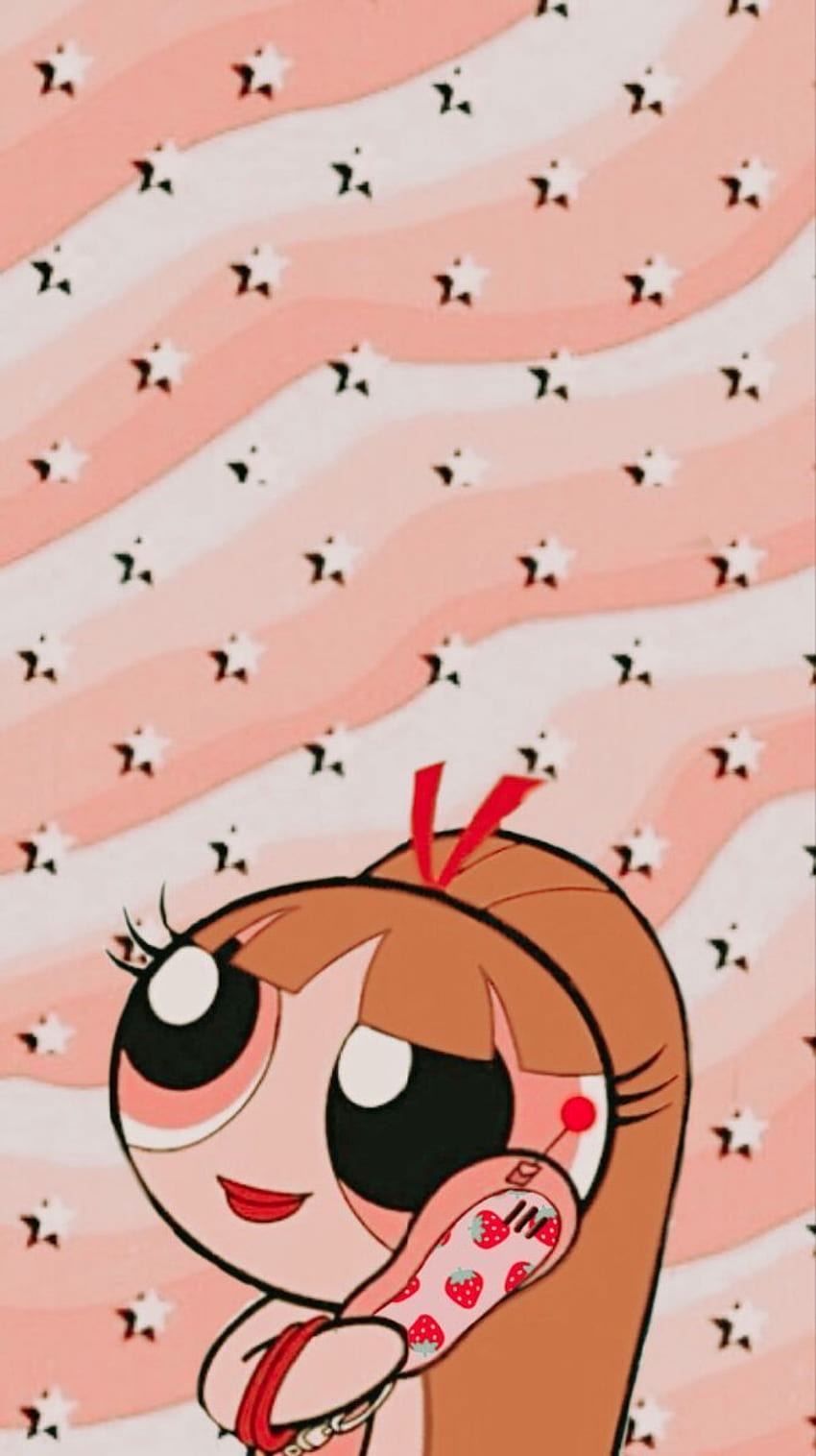 Aesthetic wallpaper of a cartoon character, Blossom from Powerpuff Girls. - The Powerpuff Girls