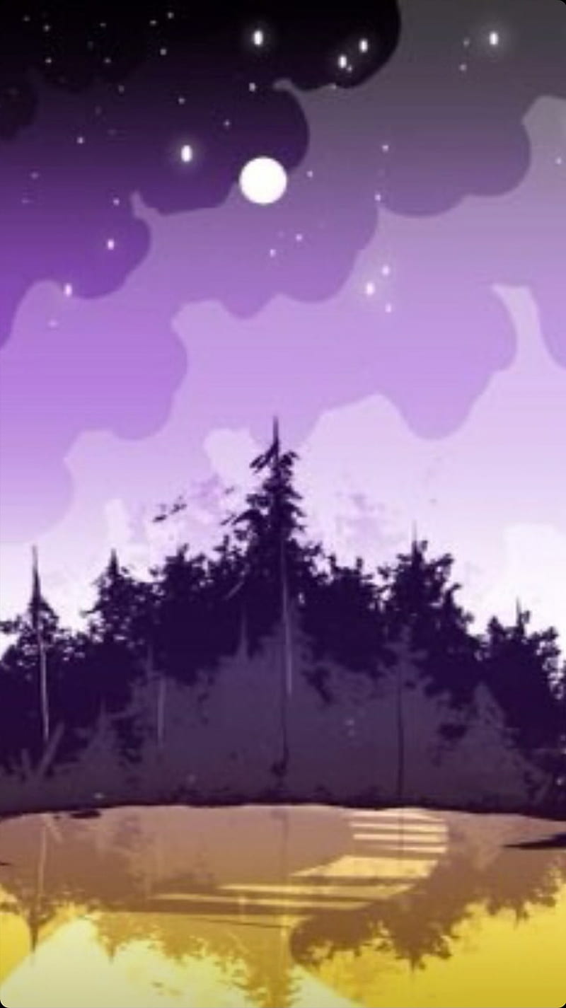 Nonbinary Forest, black, lgbtq, moon, pride, purple, yellow, HD phone wallpaper