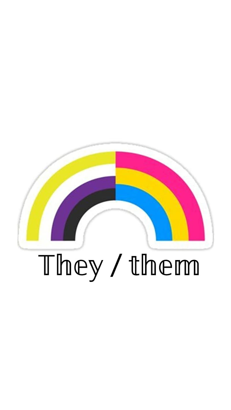 They/them sticker with pansexual pride flag - Non binary