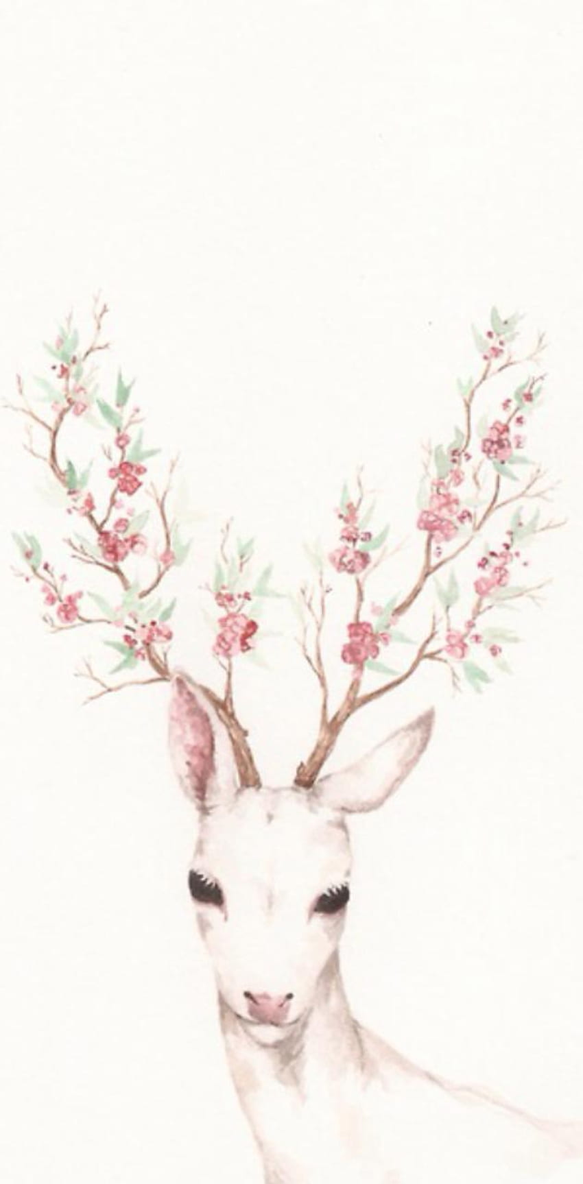 IPhone wallpaper of a deer with flowers on its antlers - Deer