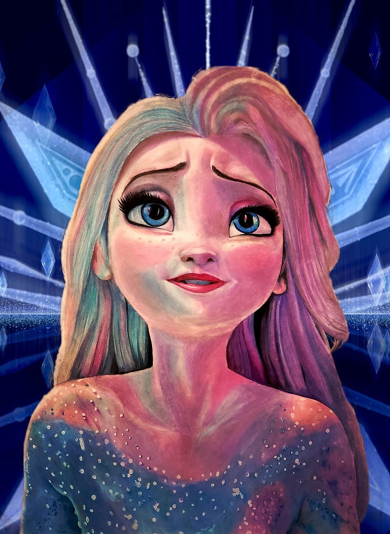 Elsa Fifth Spirit, artwork, bonito, disney, frozen, luminance, premier, prismacolor, HD phone wallpaper