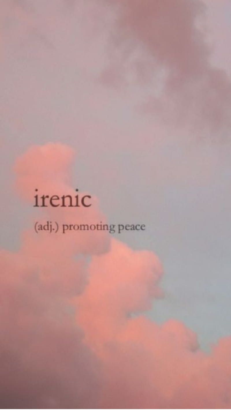 A cloudy sky with the word irenic on it - Peace