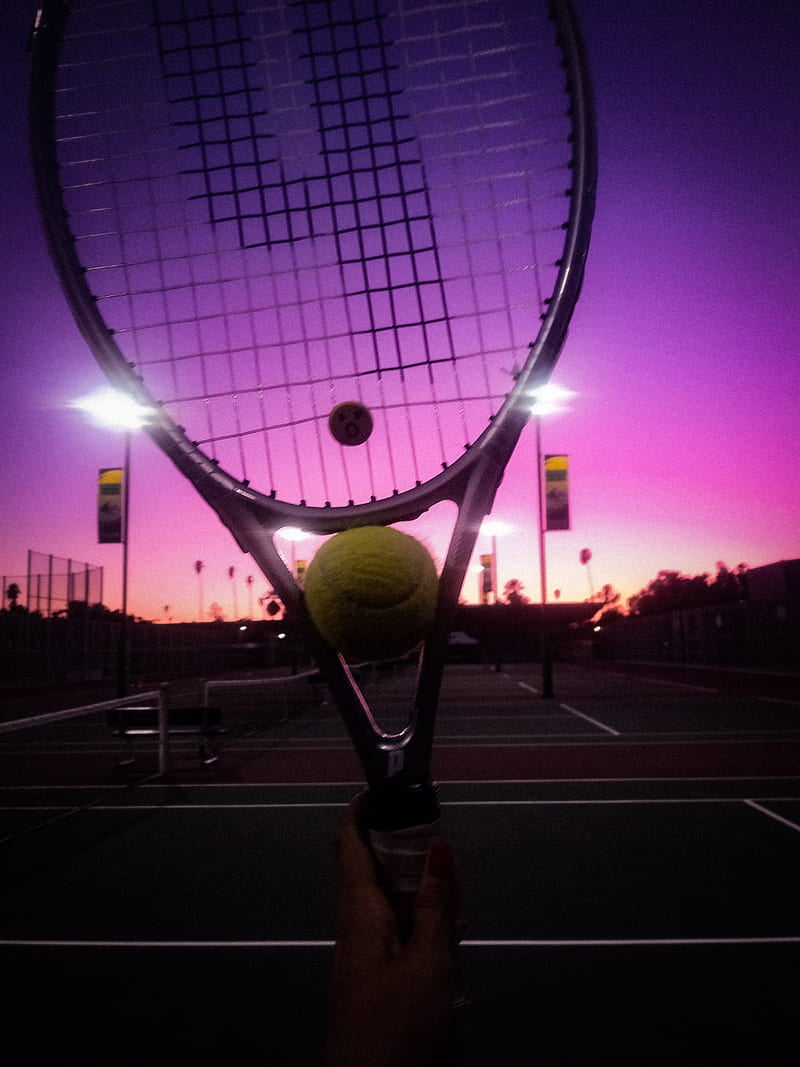 Tennis time sunset, purple, HD phone wallpaper