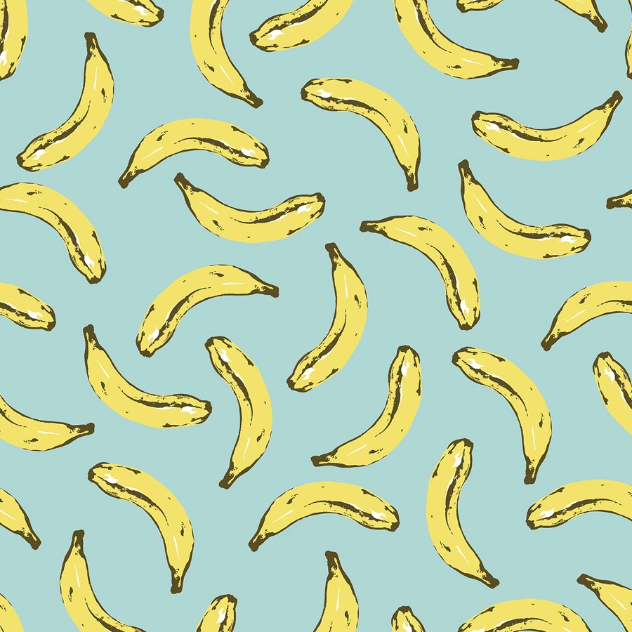 A pattern of bananas on a blue background - Banana