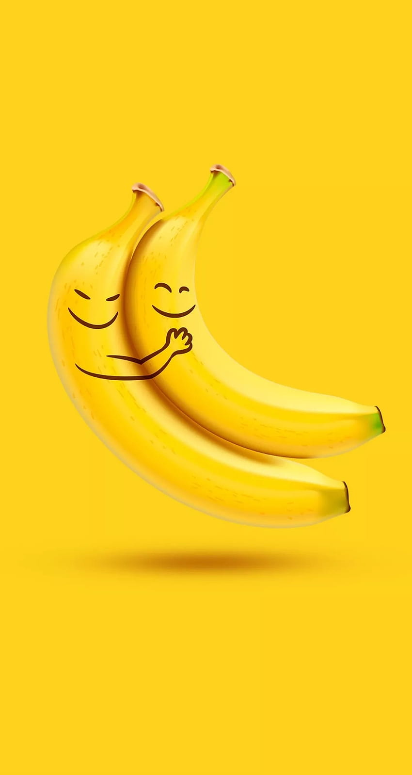 A pair of bananas with a smiley face on a yellow background - Banana