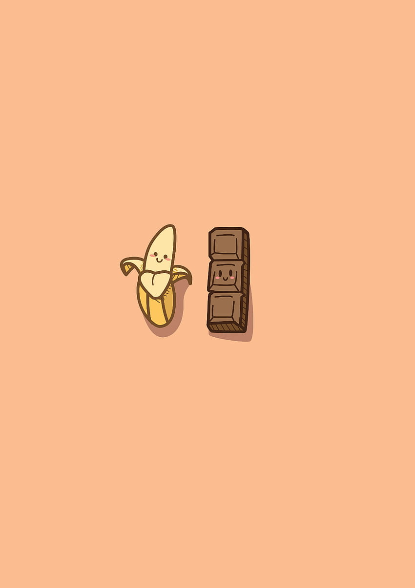 A banana and chocolate bar on an orange background - Banana