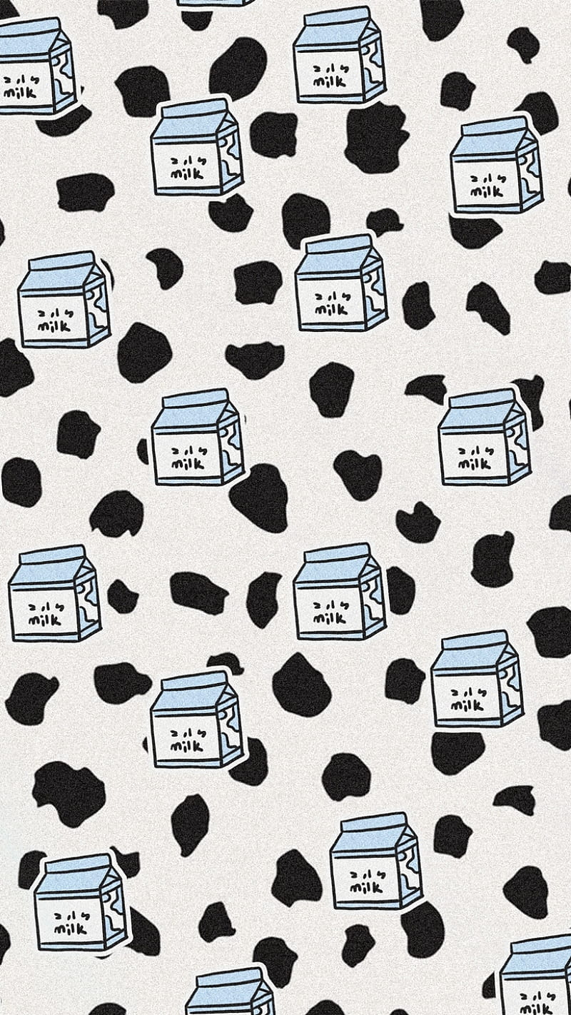 Whole milk, aesthetic, animal, heart, love, pattern, print, HD phone wallpaper