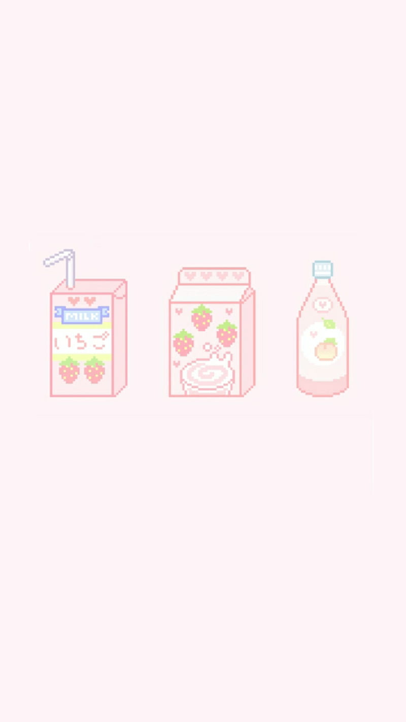 Aesthetic phone background of milk cartons and a milk bottle - Milk