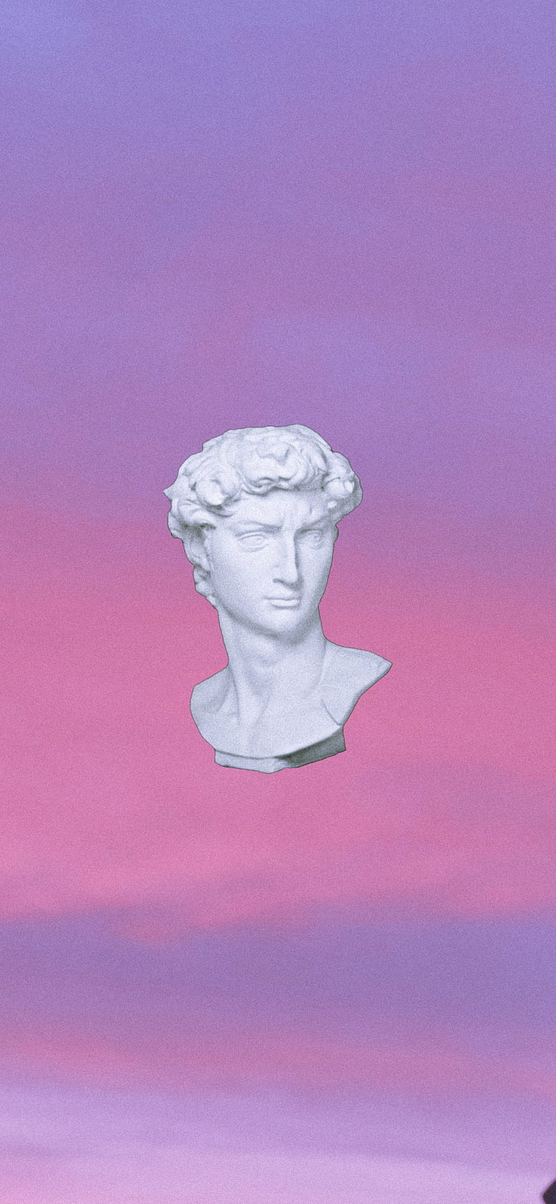 Aesthetic statue of David in front of a pink and purple sky - Greek statue, statue
