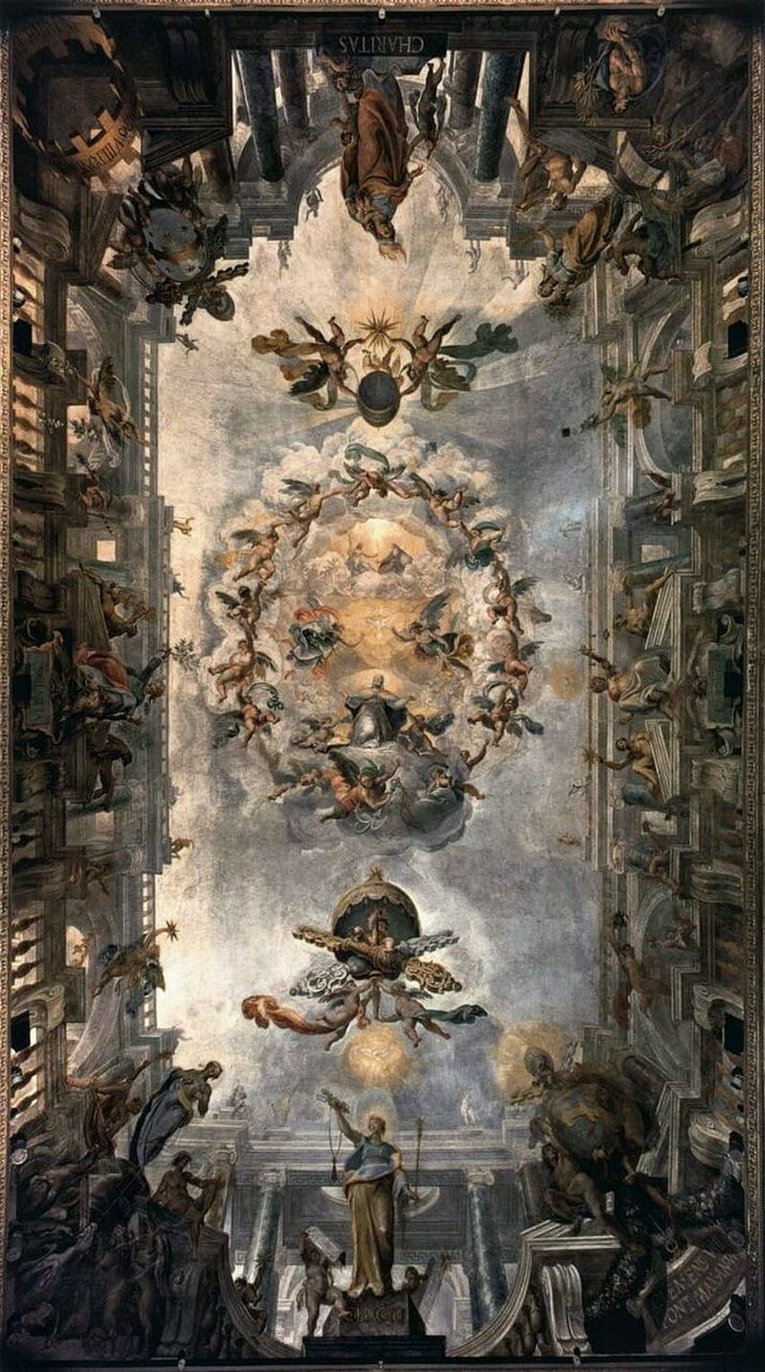 The ceiling of the Camera degli Sposi, painted by Veronese between 1570 and 1575. - Greek mythology, Greek statue