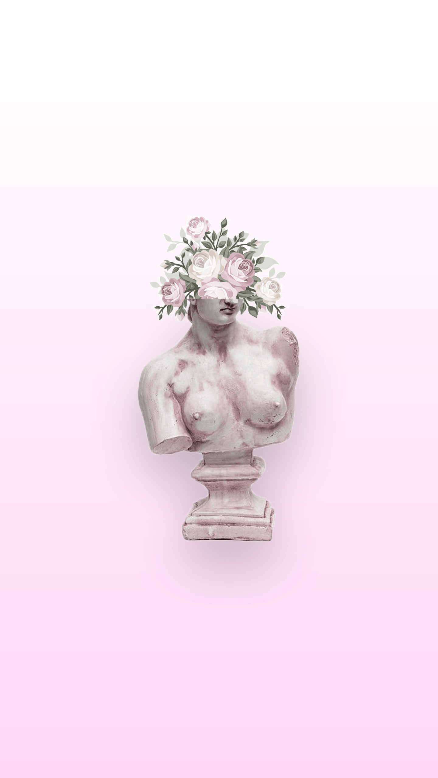 A statue with flowers on its head - Greek statue