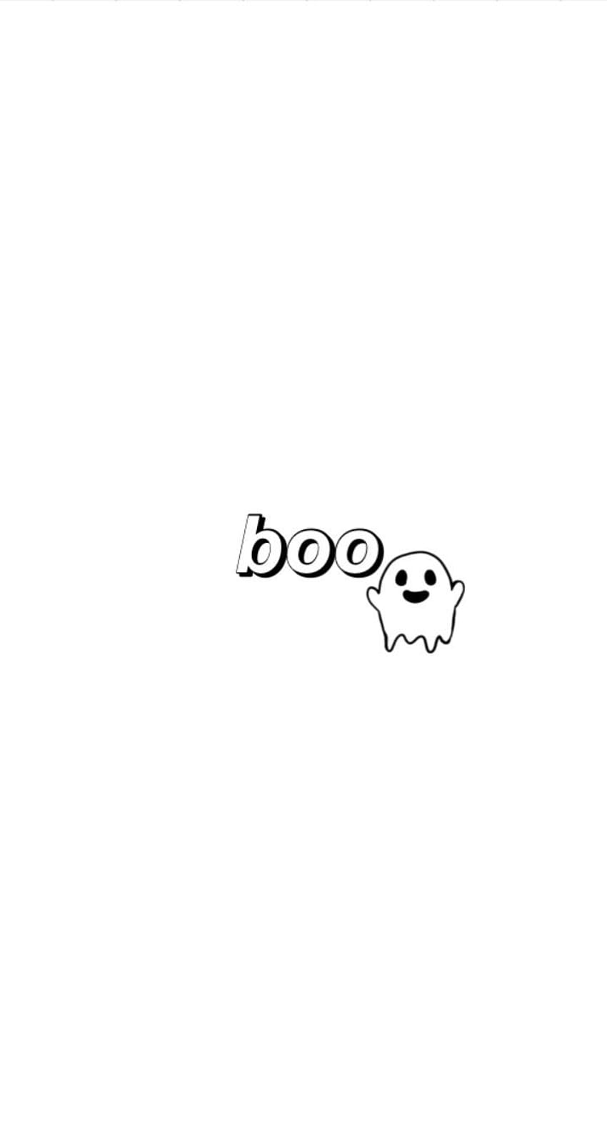 A black and white image of the word boo - Cute Halloween