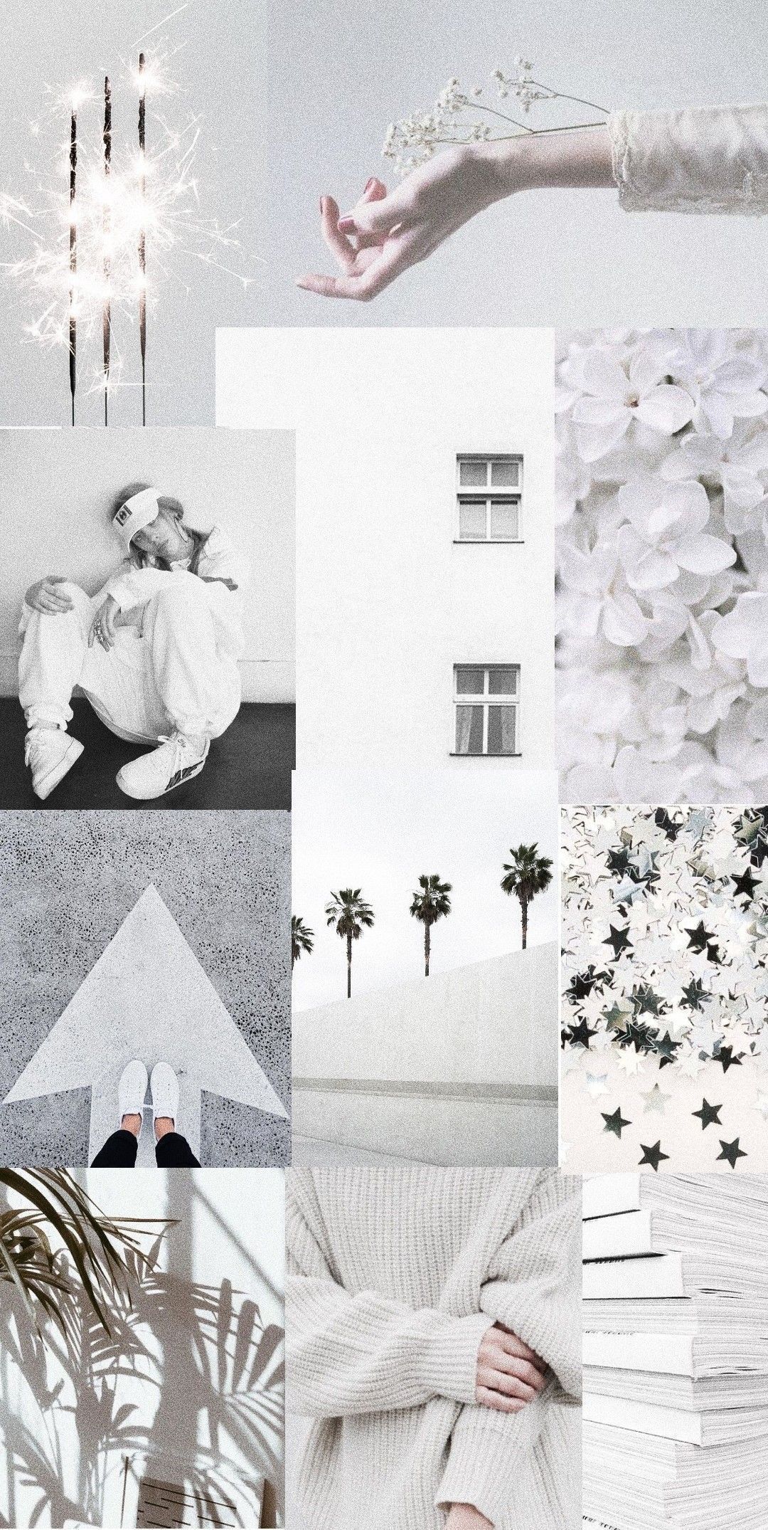 White Aesthetic Collage Wallpaper