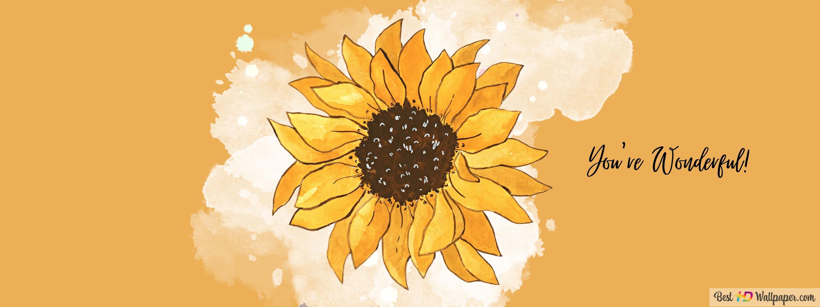 A yellow sunflower with the text 