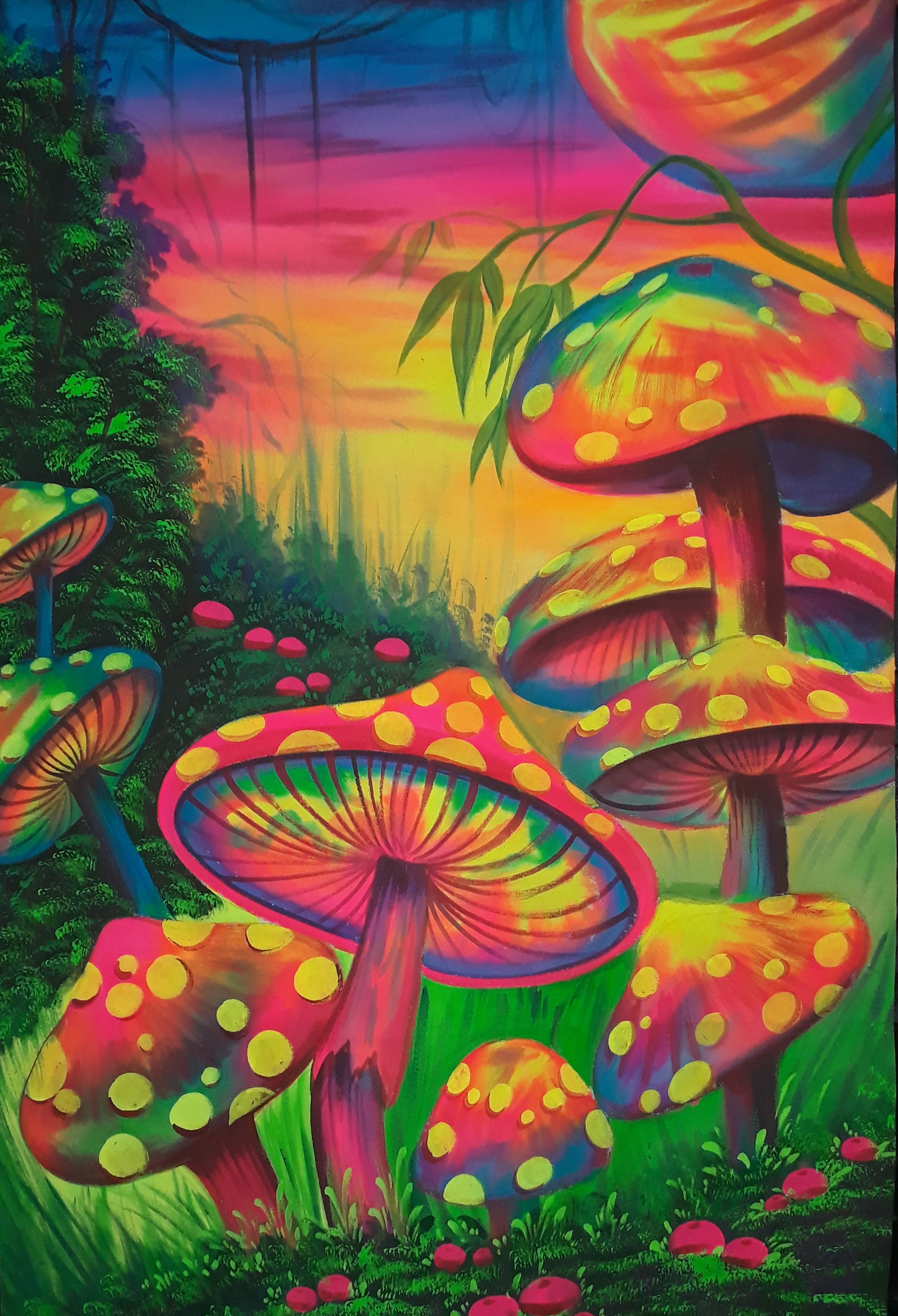 A painting of mushrooms in the forest - Mushroom