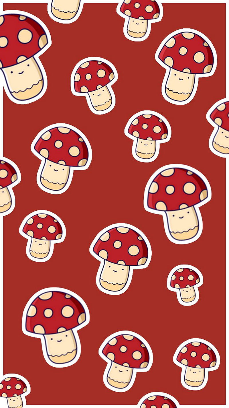 Mushroom, #mushroom #vegetable #food #red #cute #fun #happy #colorful #wood, HD phone wallpaper