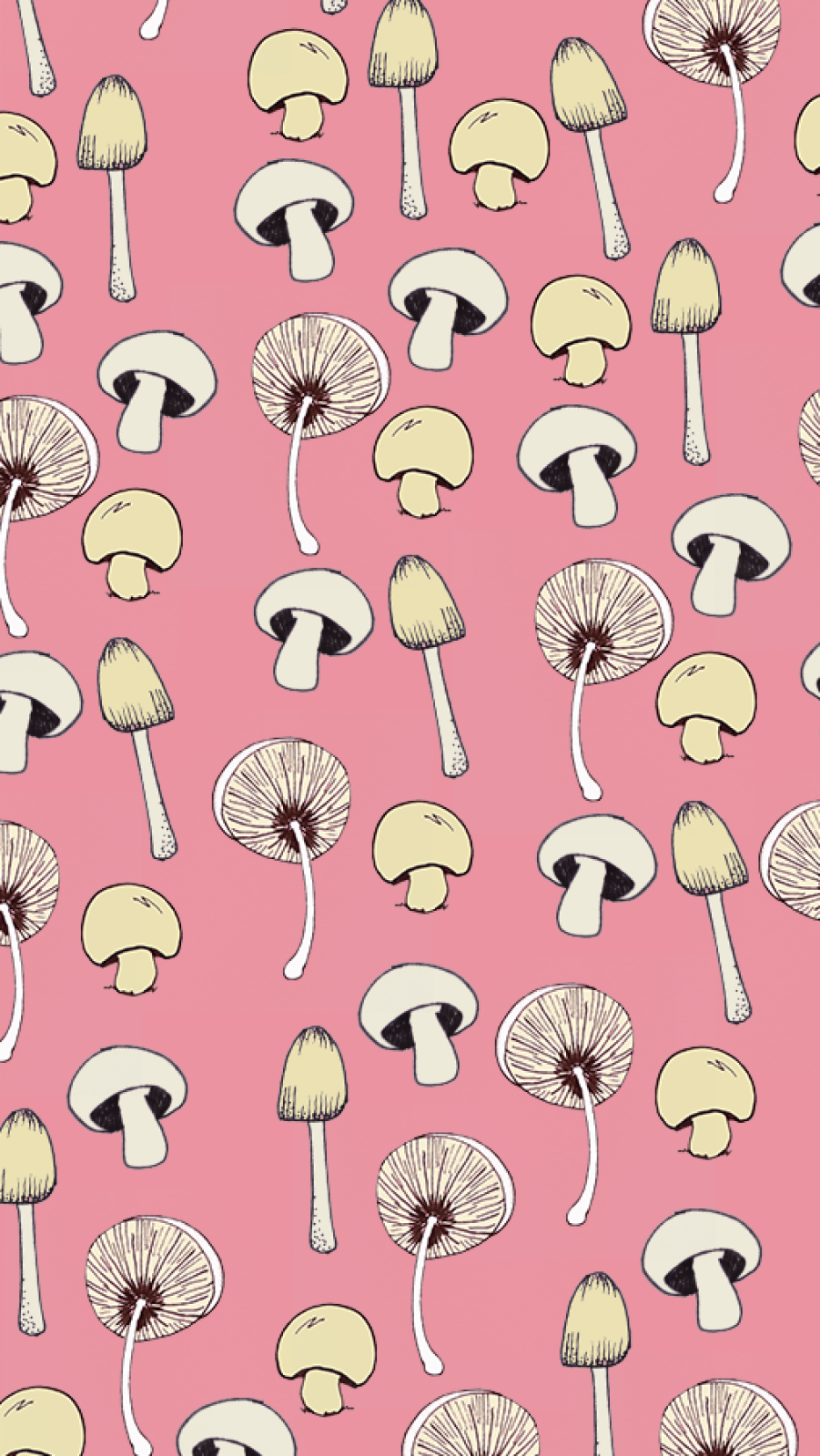 A pattern of mushrooms on pink background - Mushroom