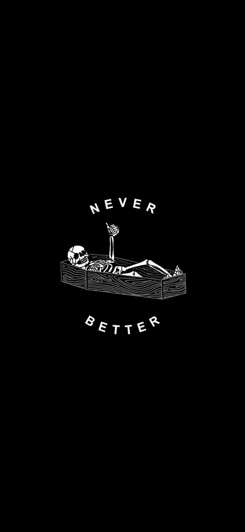 IPhone wallpaper with a skeleton in a coffin. - Apple Watch