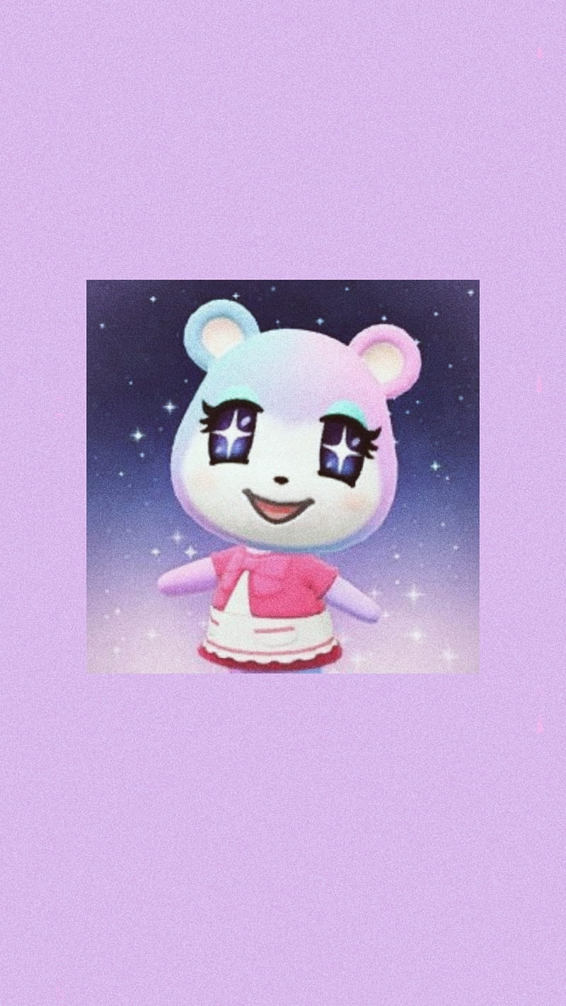 Aesthetic wallpaper for phone with a pink and blue animal crossing character - Animal Crossing