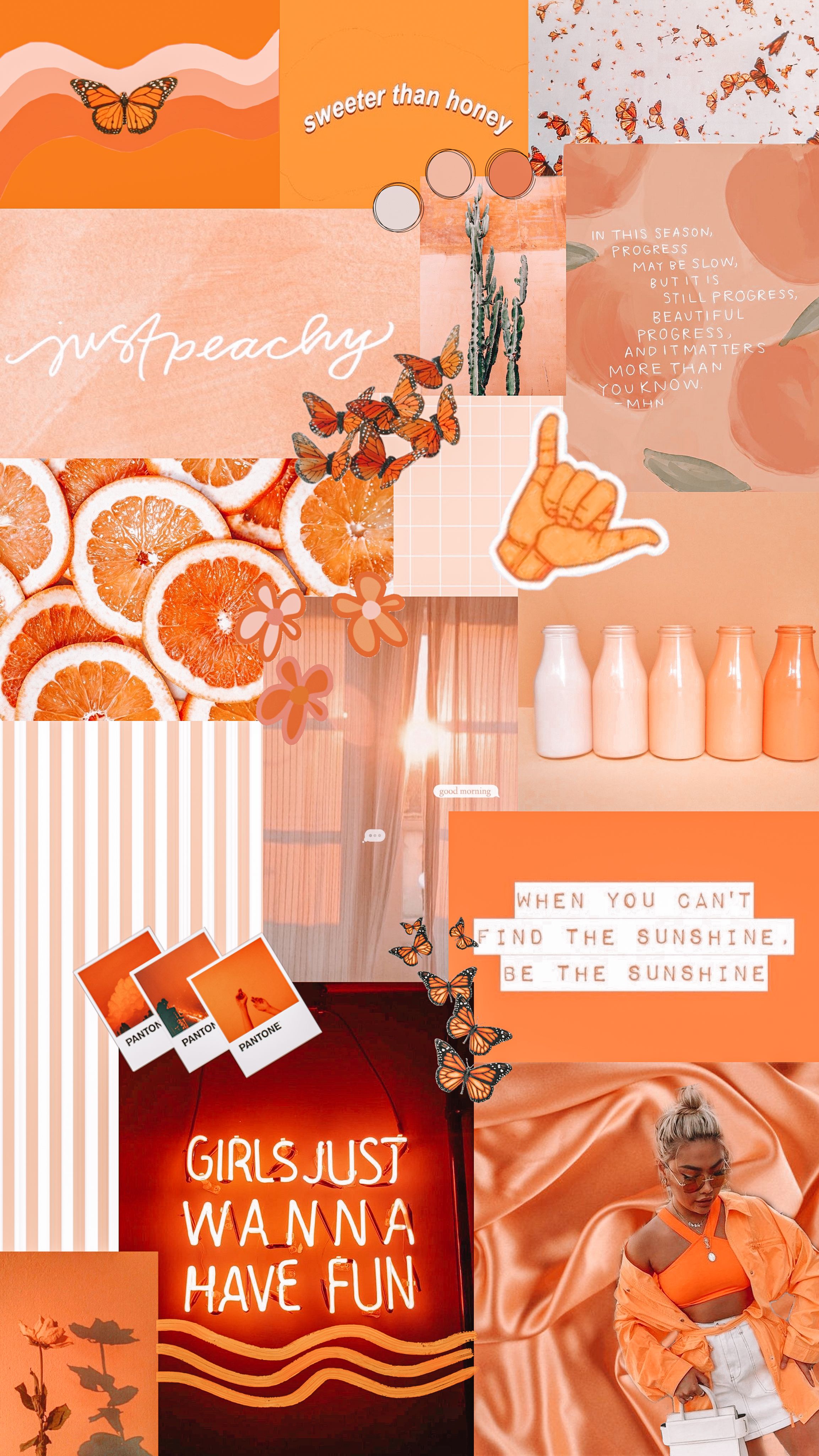 A collage of pictures with orange backgrounds - Pastel orange