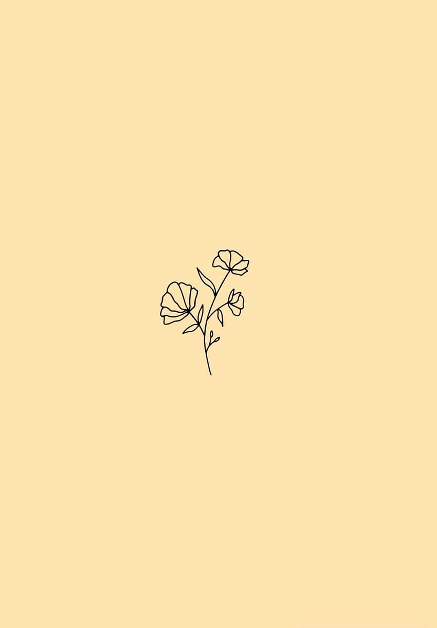 Aesthetic phone wallpaper with a small flower - Yellow iphone