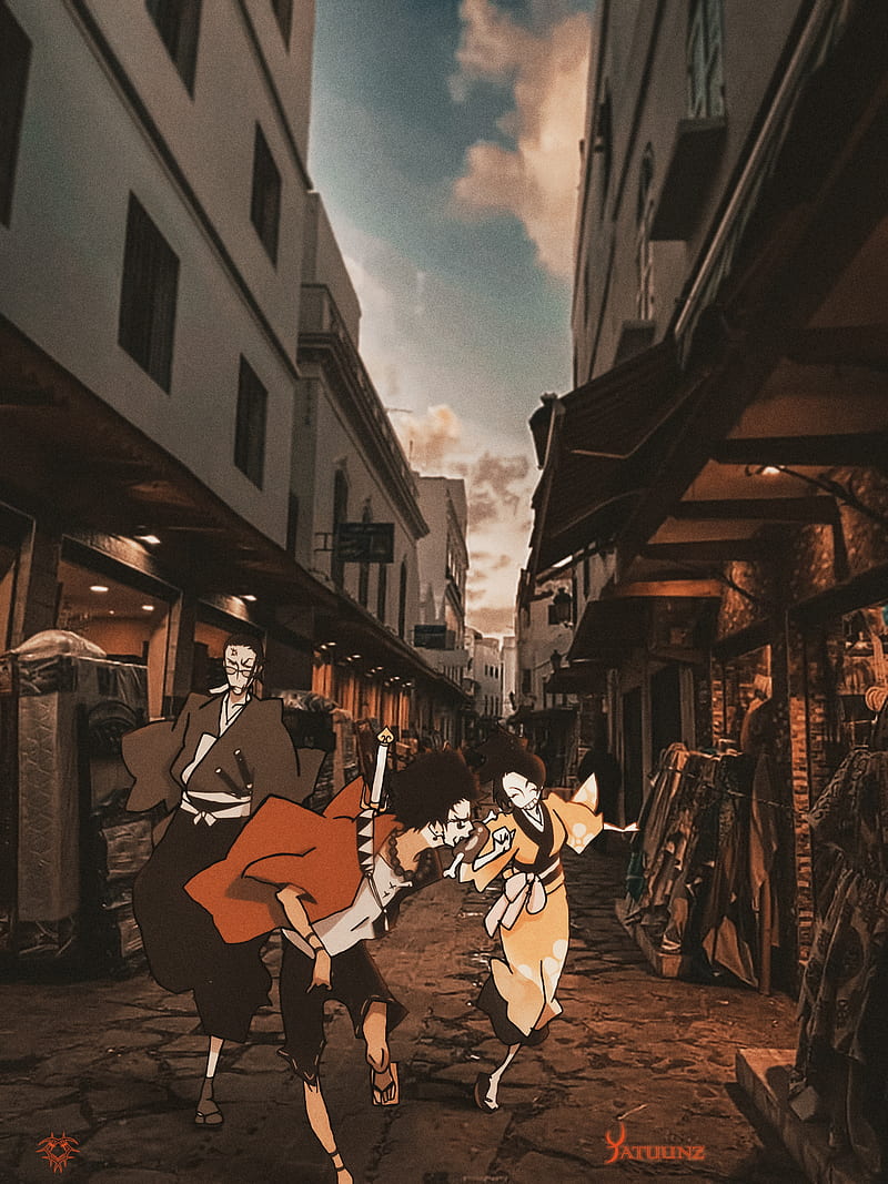 Run away you idiot, 90s anime, anime, drawing, edit, japan, graphy, samurai, HD phone wallpaper