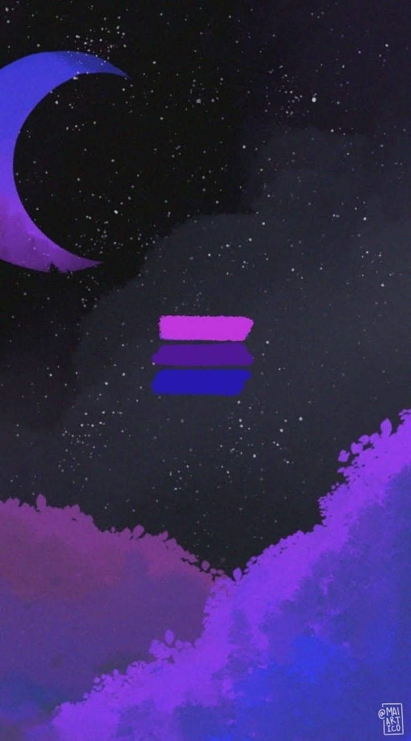 A purple and blue moon with the words 'moon' - Bisexual