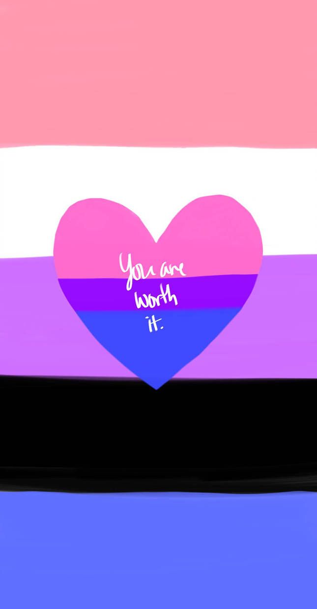 A rainbow colored heart with the words you are born this way - Bisexual