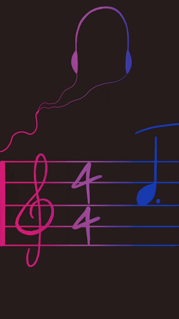 A music note with headphones and musical notes - Bisexual