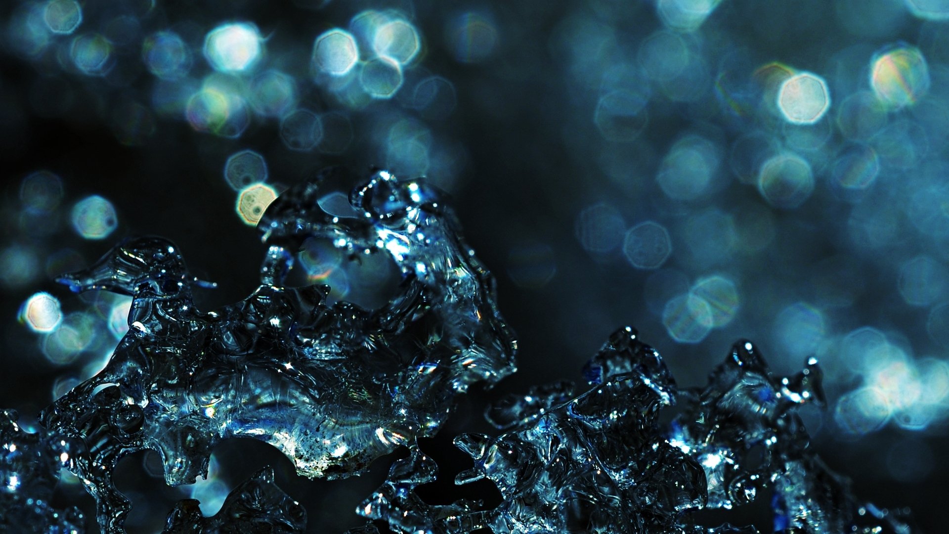 Ice crystals with a blue bokeh background - Navy blue, dark blue