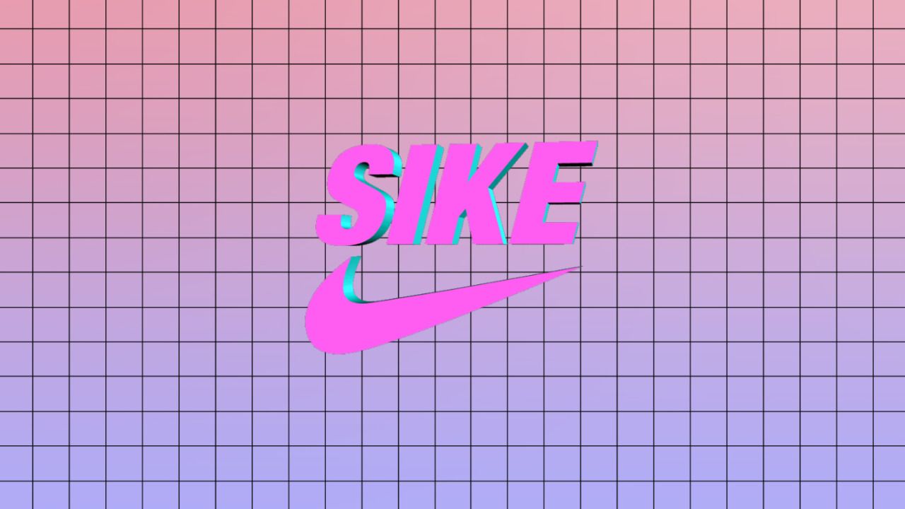 The pink and purple nike logo on a grid background - Bestie