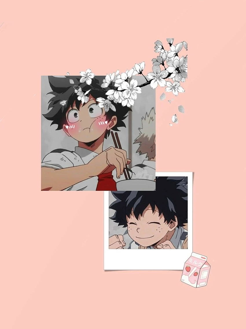 A picture of two images with anime characters - Deku