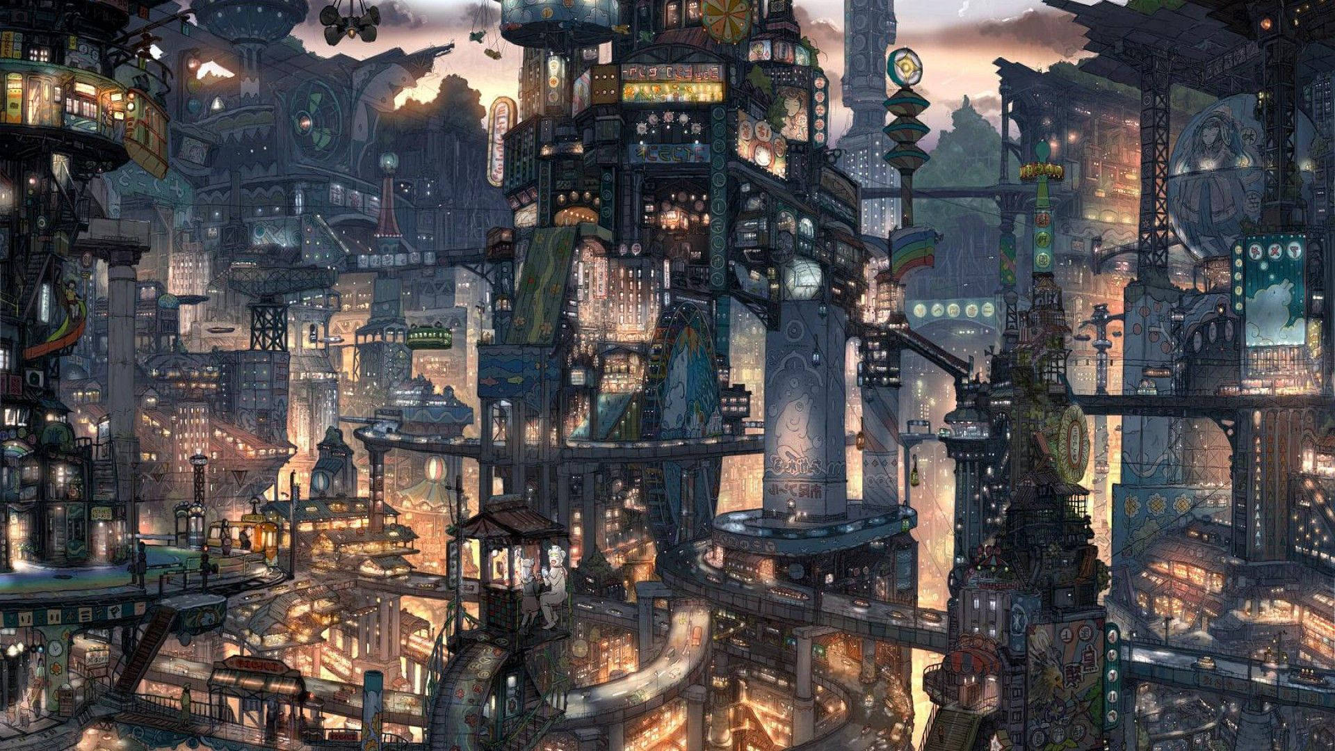 City in the sky wallpaper - Digital Art wallpapers - #18941 - Anime city, alien