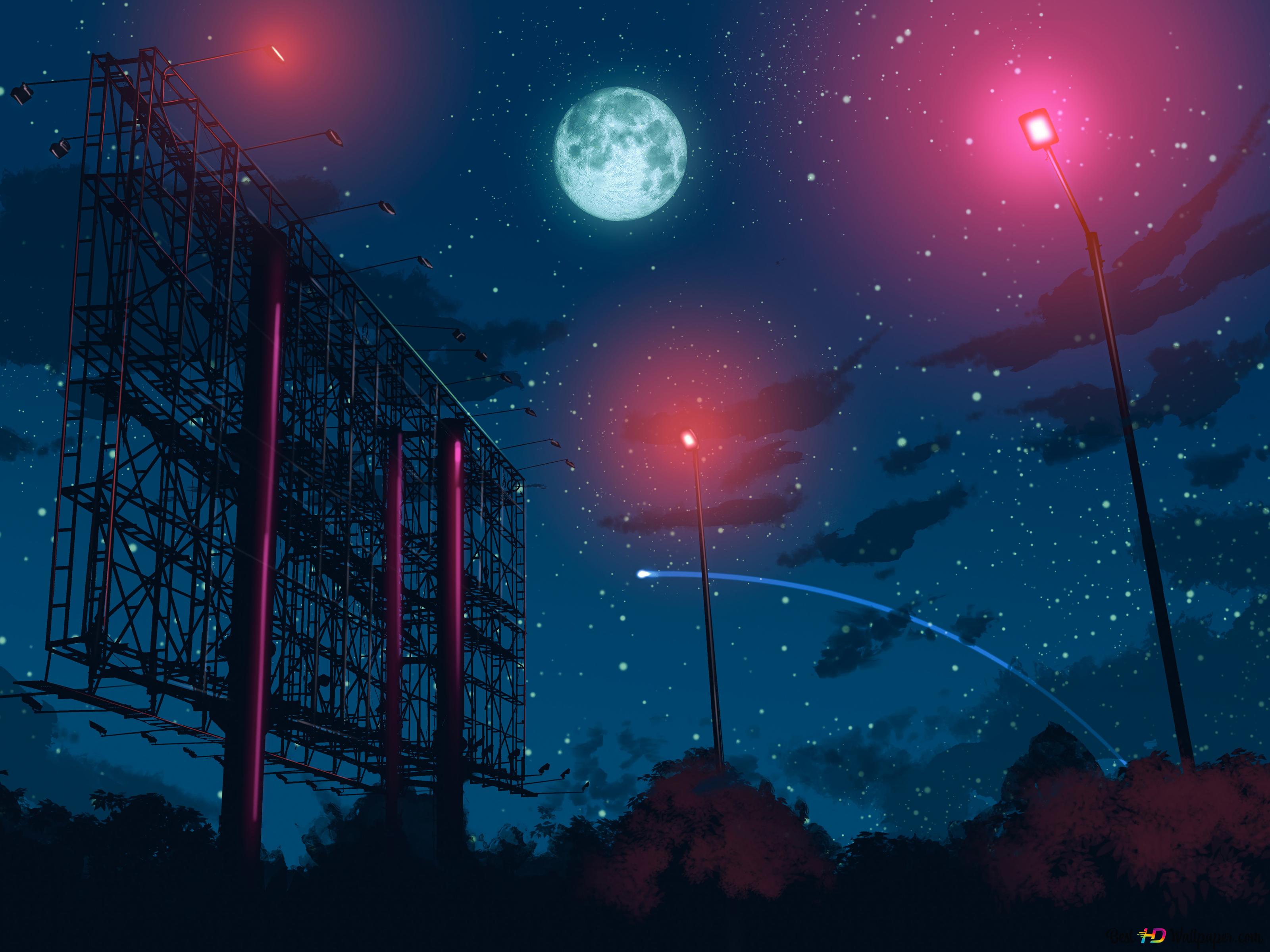 Starry Night Anime Scenery 8K wallpaper download