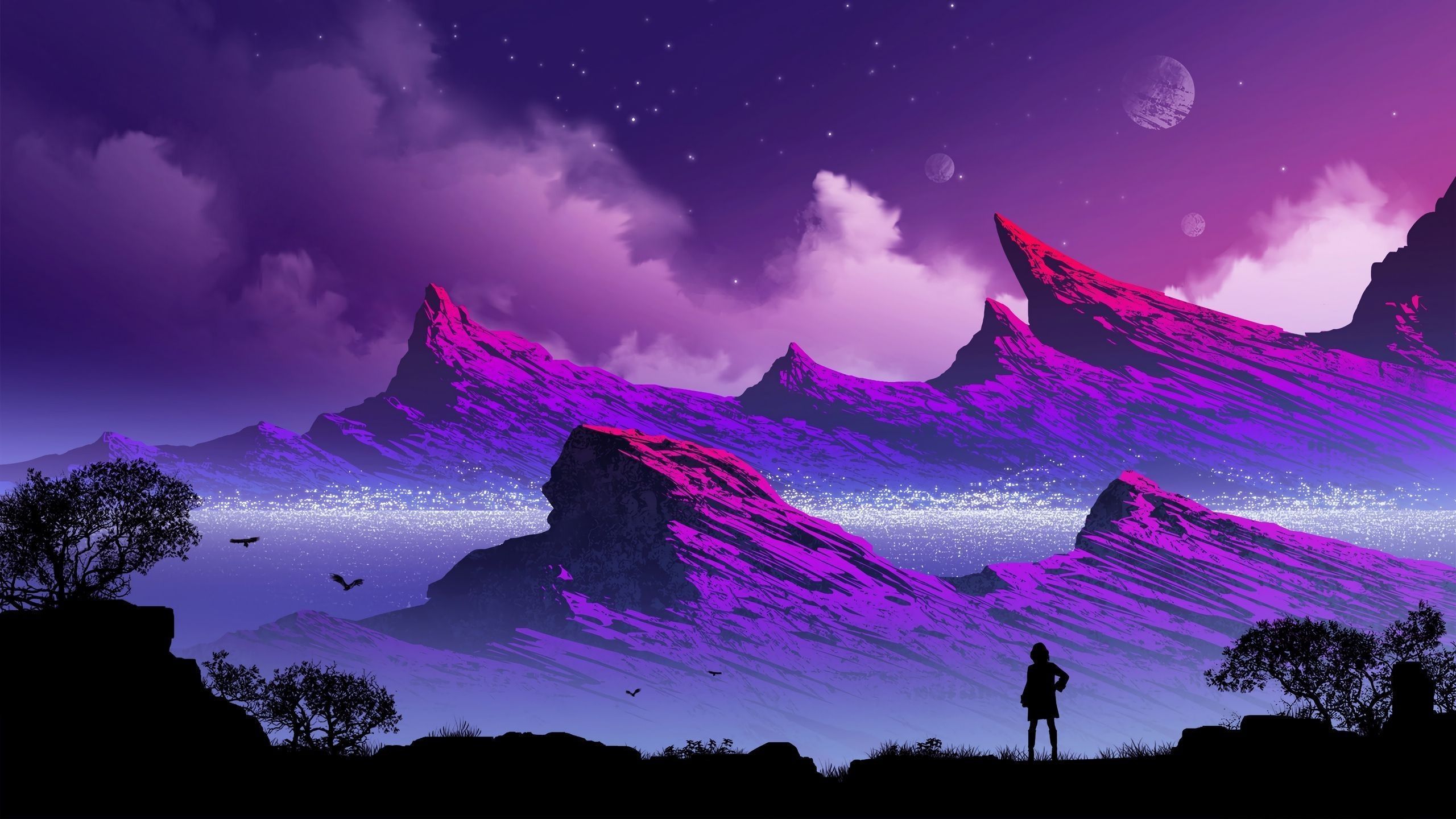 Purple mountains wallpaper 4k 12095 | wallpaper wiki | fandom powered by wikia - 2560x1440