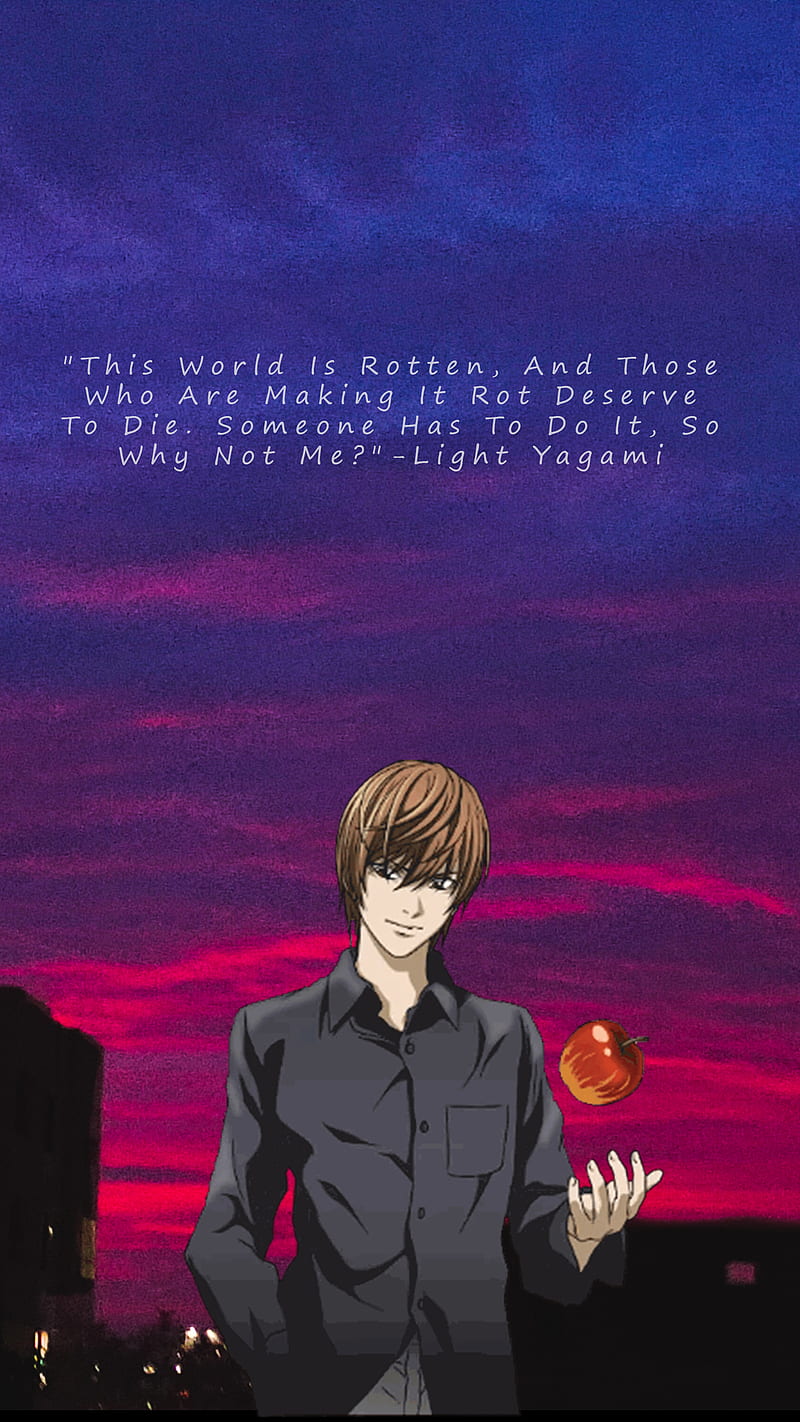 Death Note anime wallpaper with a quote from the series. - Death Note