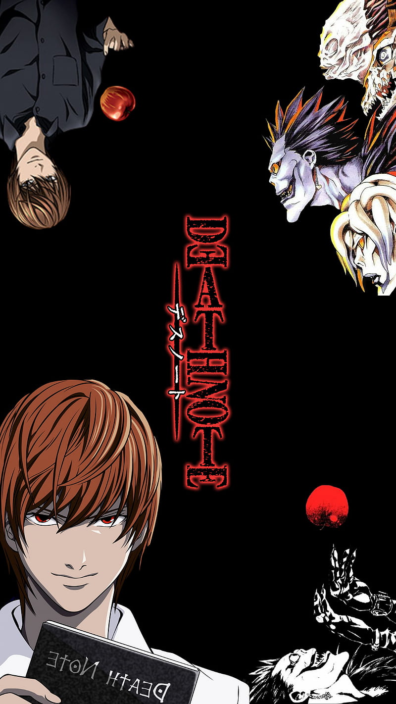 Death Note SA, apple, black aesthetic, light yagami, takeshi obata, mello, ryuk, HD phone wallpaper