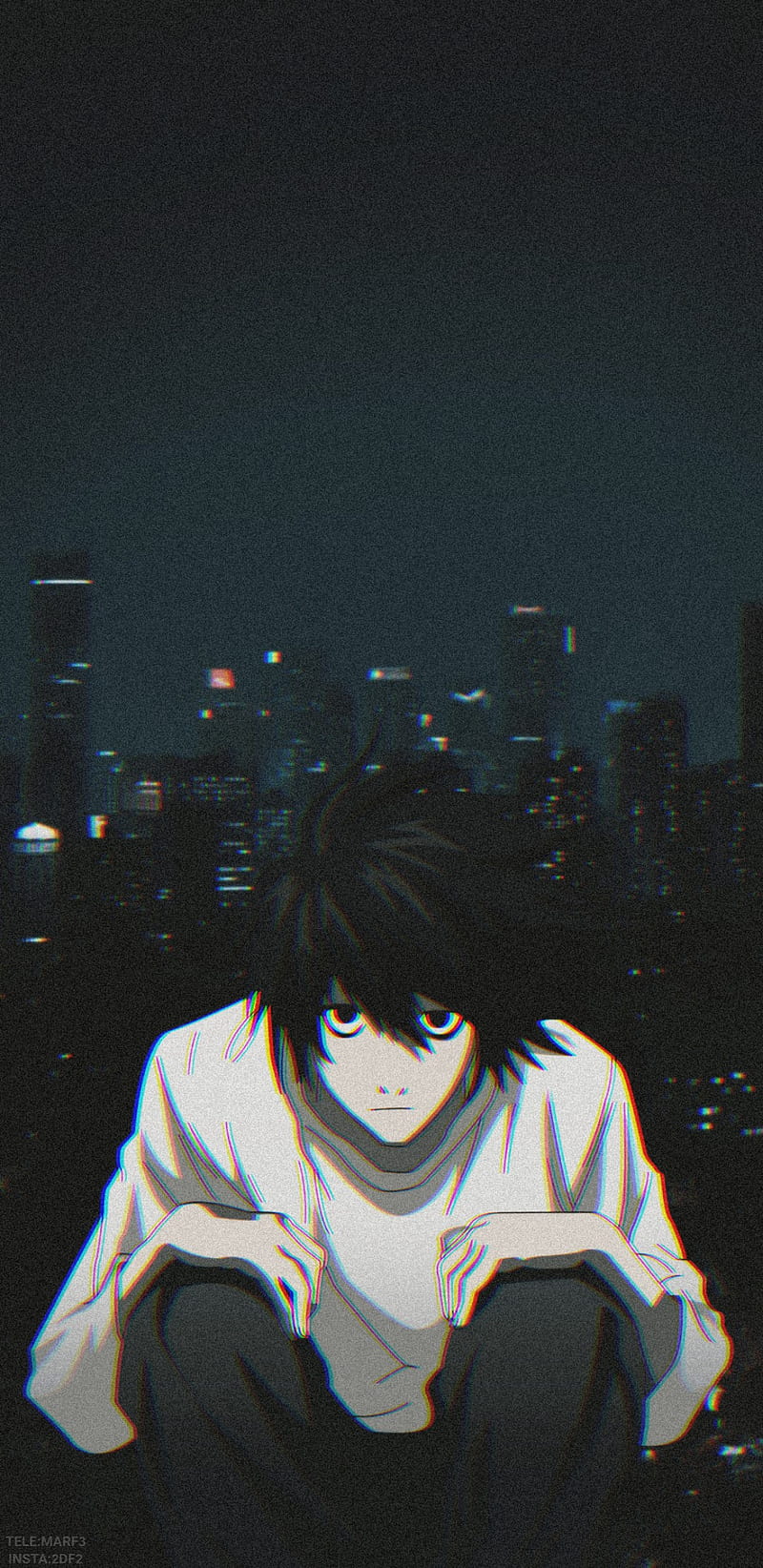 Death note anime phone wallpaper background lock screen l lawliet night cityscape anime aesthetic - Death Note