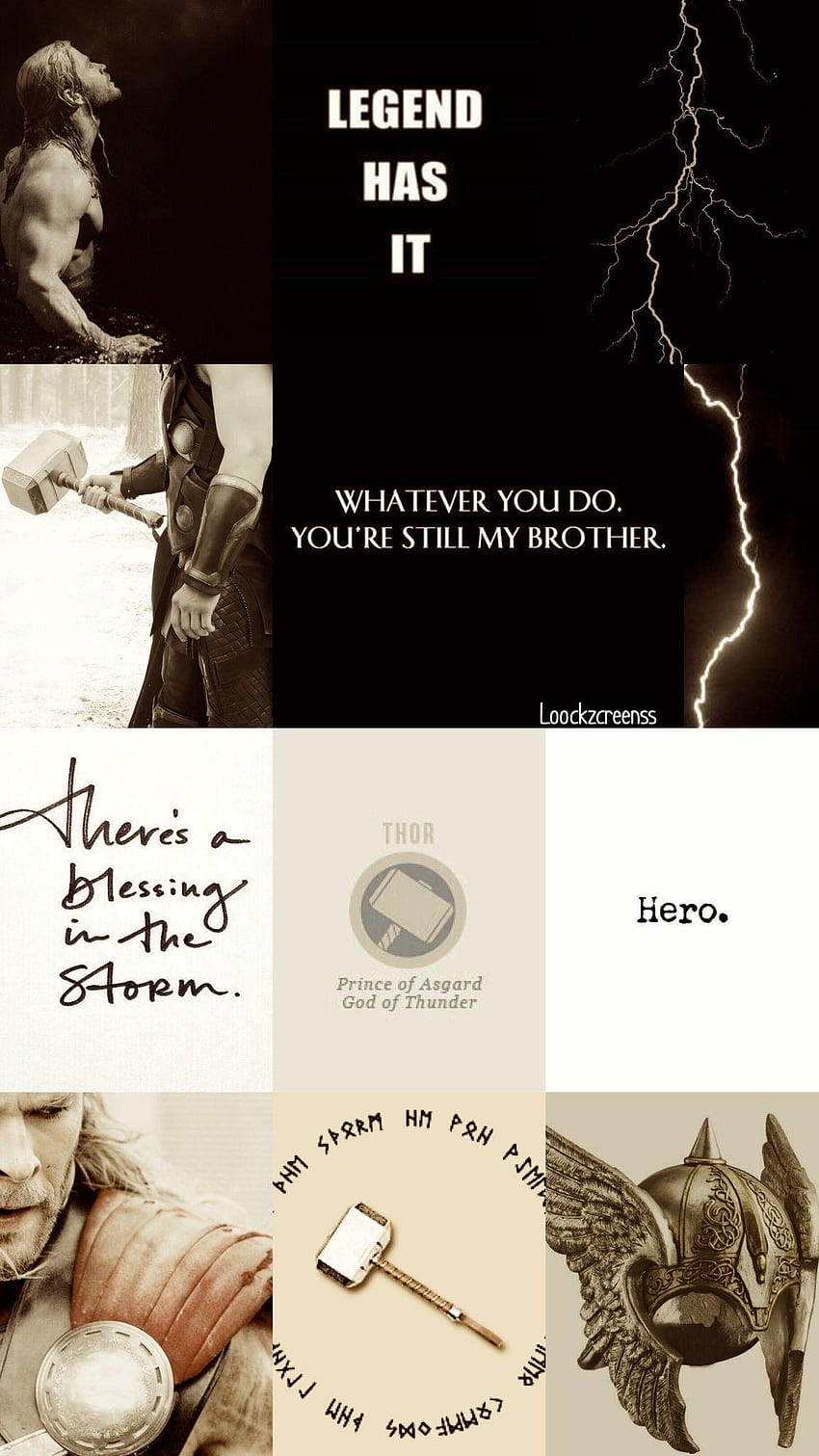 A collage of pictures with the words legend and it - Thor